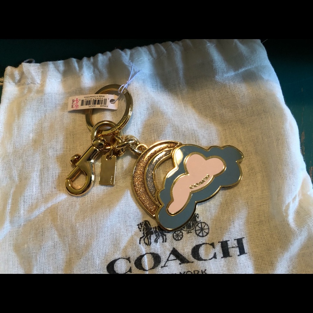 New Coach rainbow key fob charm